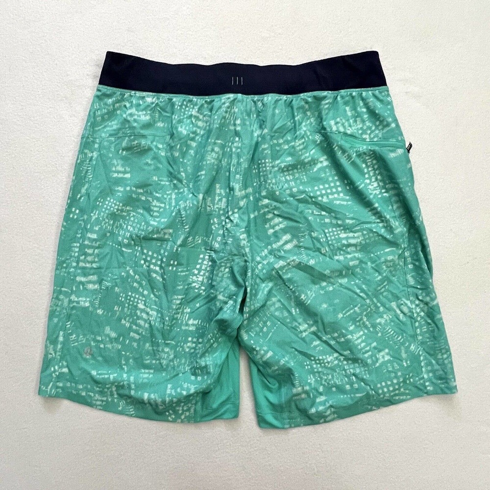 Lululemon Men Teal Abstract Print 9" THE Short Linerless Unlined Drawstring L - Picture 12 of 12